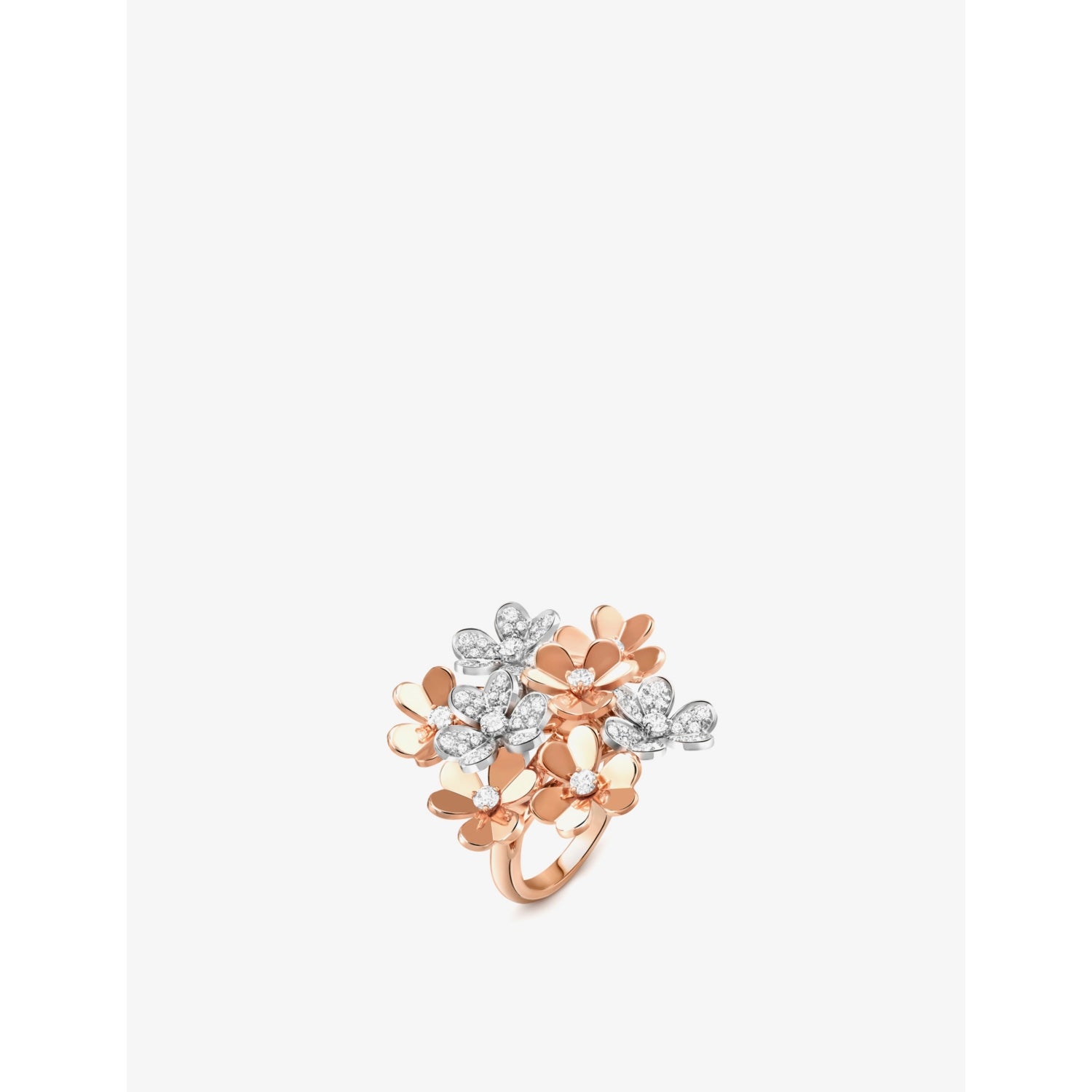 Frivole 8 Flowers 18ct Rose-Gold, Rhodium-Plated 18ct White-Gold and 0.93ct Round-Cut Diamond Ring - L