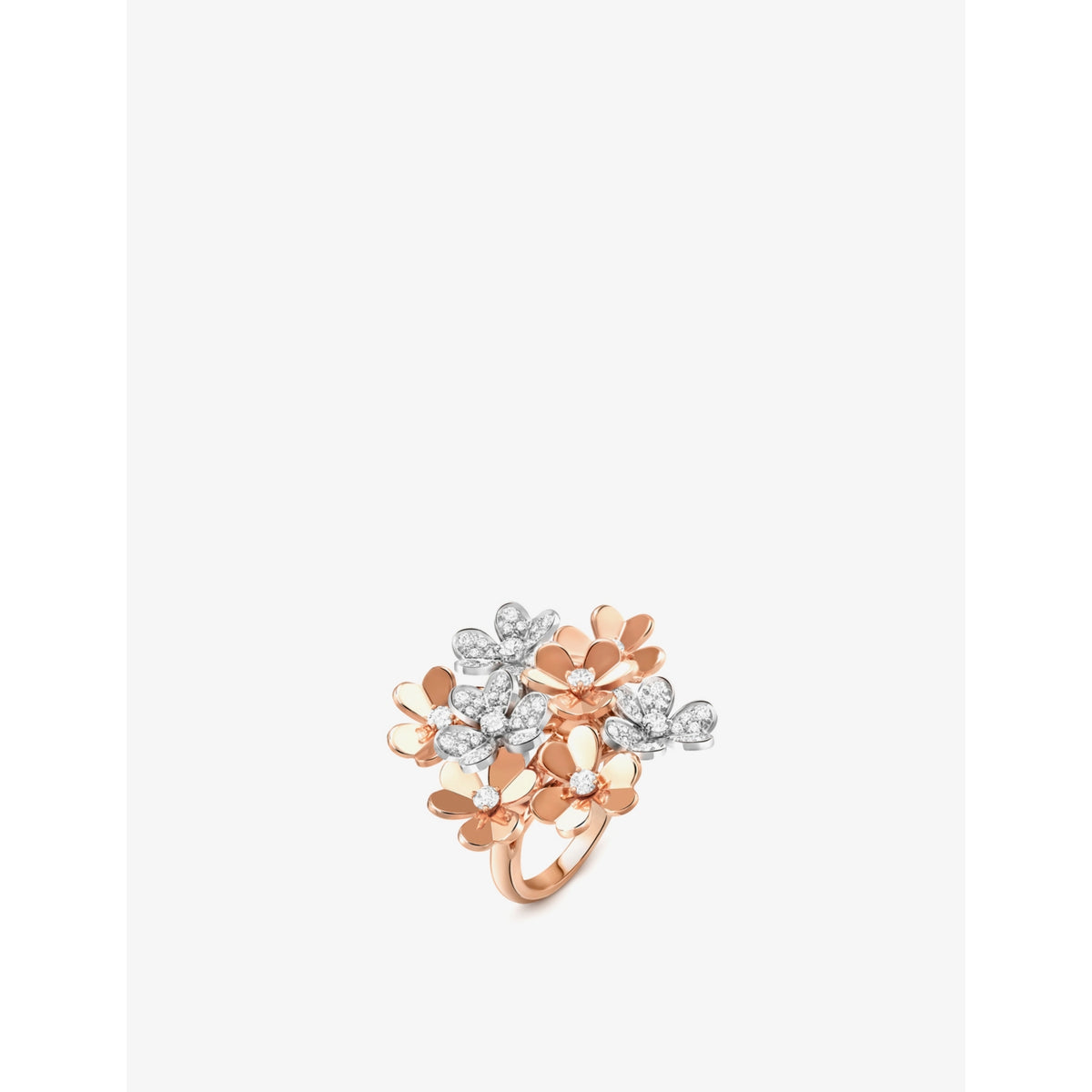 Frivole 8 Flowers 18ct Rose-Gold, Rhodium-Plated 18ct White-Gold and 0.93ct Round-Cut Diamond Ring - L