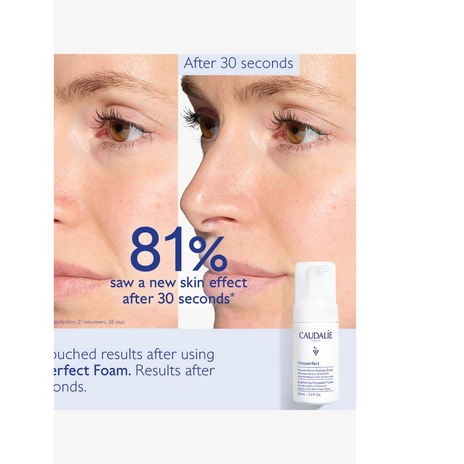 Caudalie Vinoperfect brightening micropeel foam 100ml (British brand)