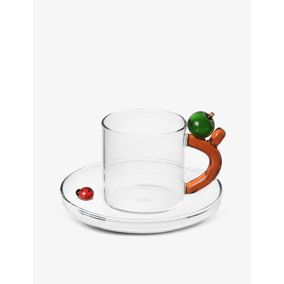 selfridges Ichendorf Apple and Ladybug Glass Coffee Cup and Saucer Set- Buy online at McGrocer