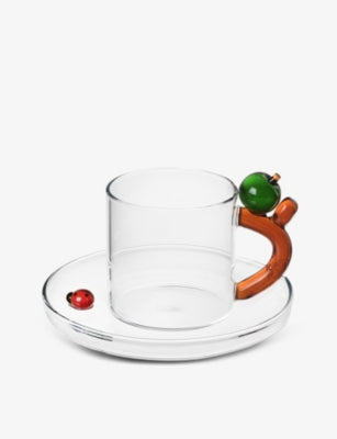Ichendorf apple ladybug glass coffee cup and saucer set - British product