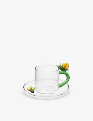Ichendorf snail design glass coffee cup and saucer set 7cm - British product