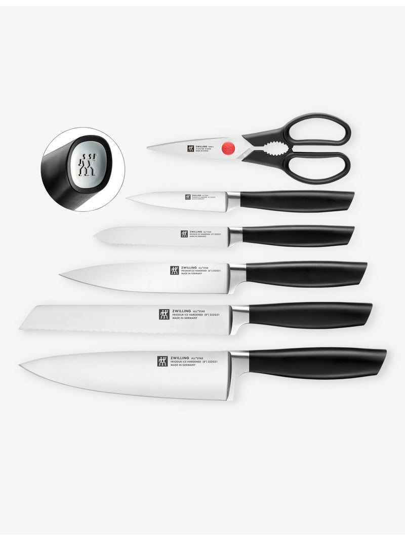 Zwilling J.A. Henckels All Star seven-piece stainless steel knife block - British product