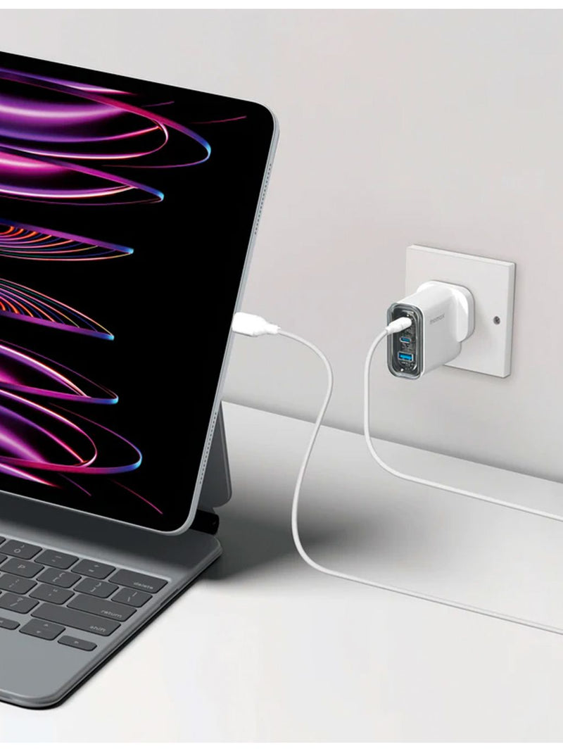 techBAR One-Charge Flow 80W 3-port wall charger, imported from the UK