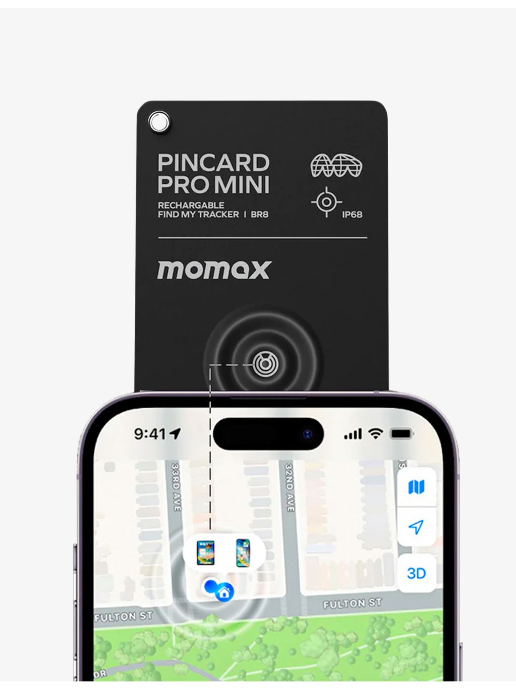 techBAR PinCard Pro Mini credit-card-sized tracker, UK version