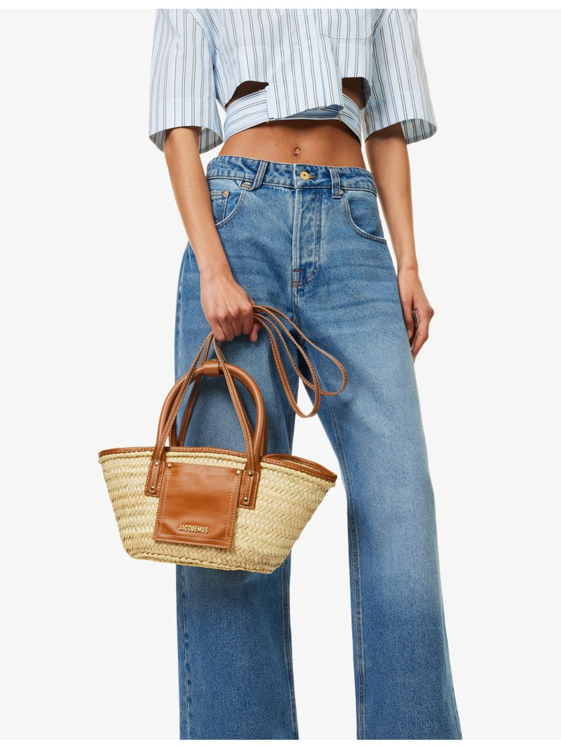 Jacquemus Le Petit Panier natural palm tote bag, UK version