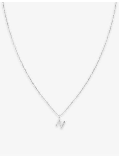 selfridges Astrid & Miyu Letter N Rhodium-Plated Sterling-Silver Cubic Zirconia Pendant Necklace 39cm-44cm- Buy online at McGrocer