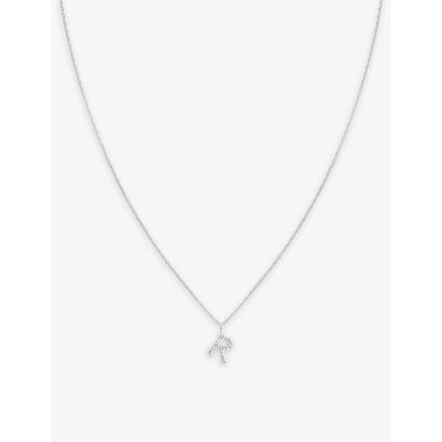 selfridges Astrid & Miyu Initial R Rhodium-Plated Sterling Silver and Cubic Zirconia Pendant Necklace- Buy online at McGrocer