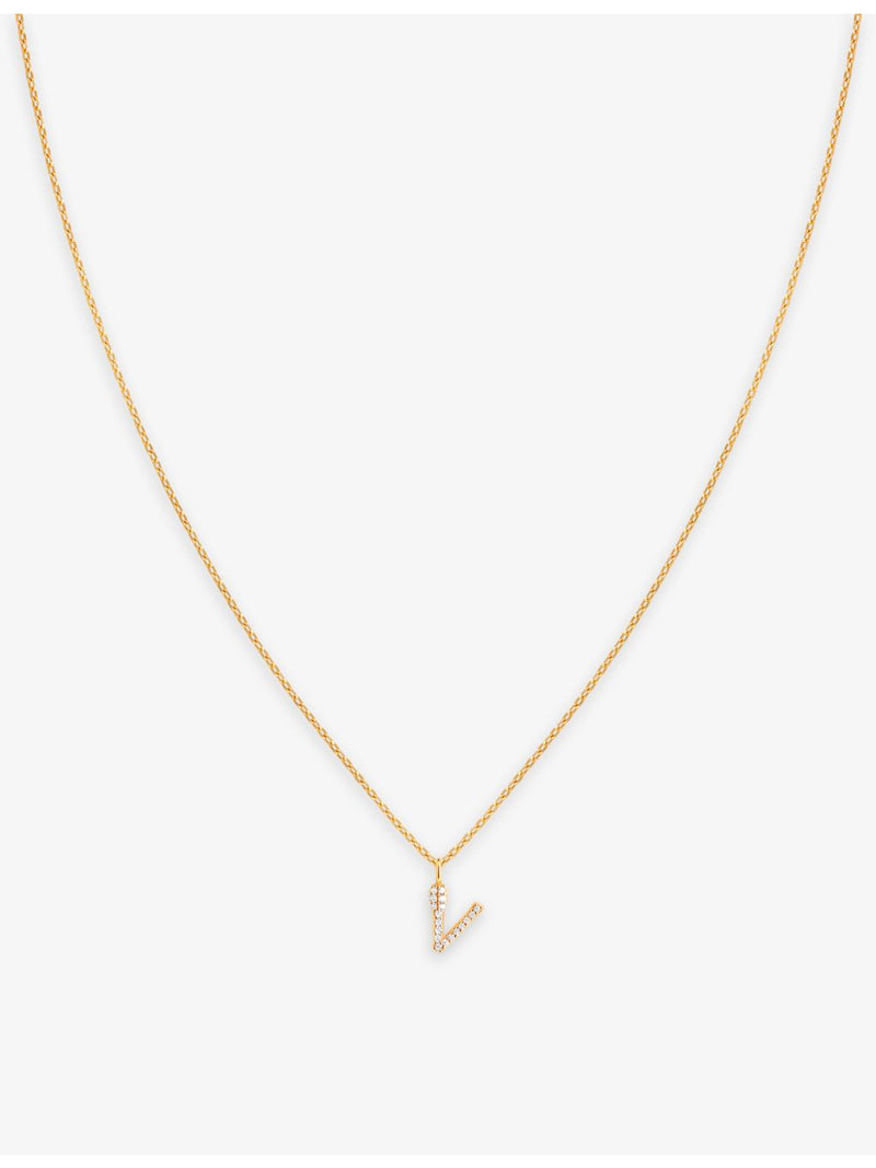 Astrid & Miyu initial V pendant 18ct gold-plated, imported from the UK