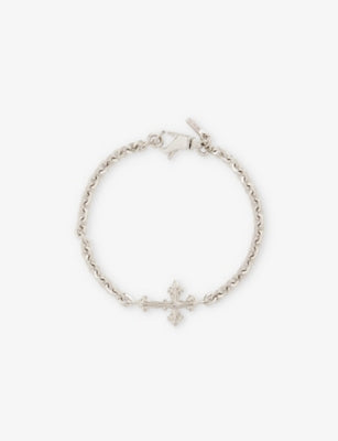 Avelli Cross Pendant Sterling Silver Bracelet 18cm