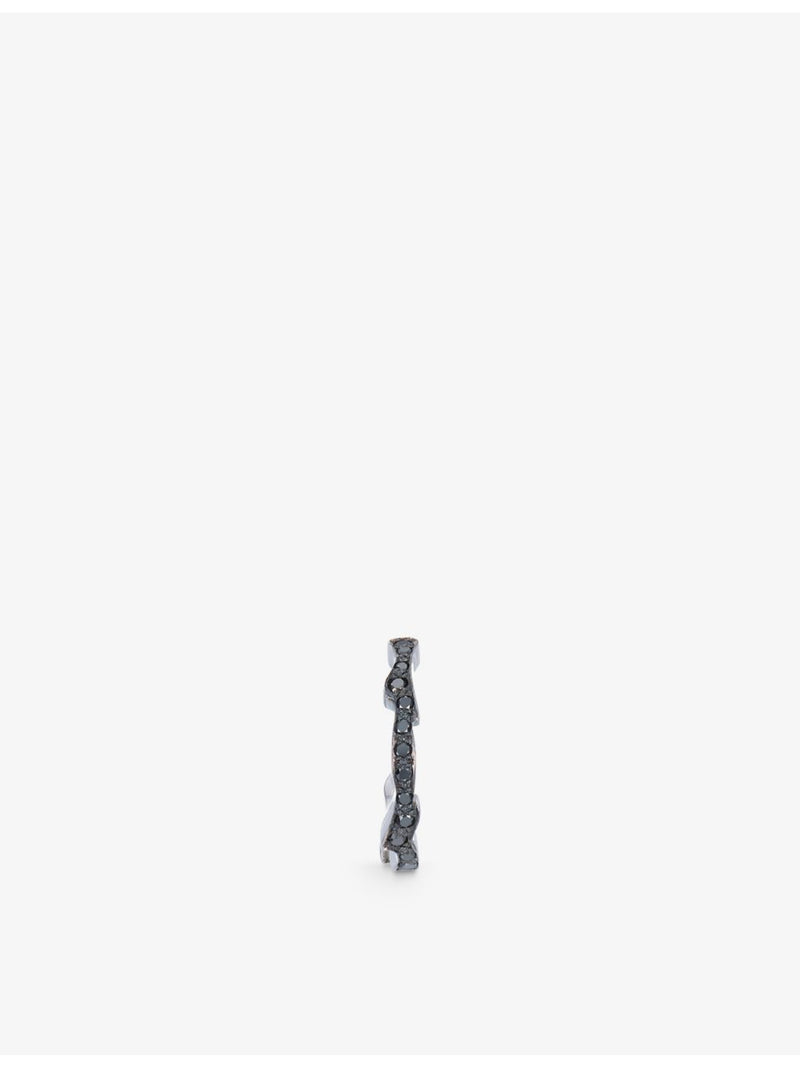 Biiju platinum and black diamond single hoop earring (British brand)