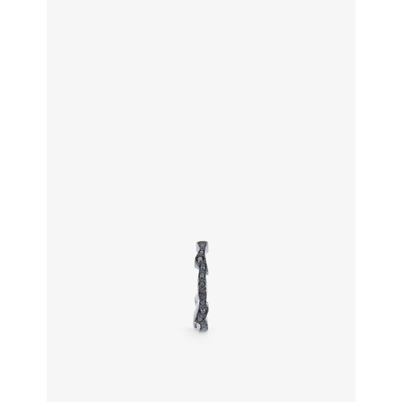 Biiju platinum and black diamond single hoop earring (British brand)
