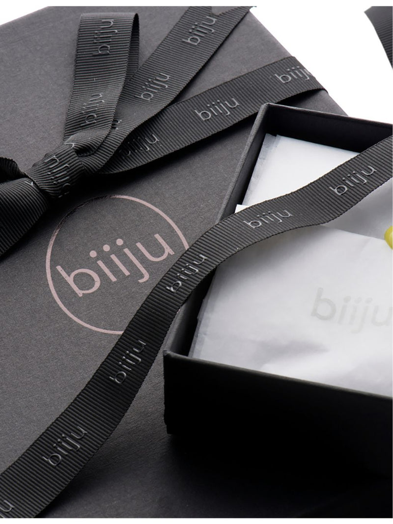 Biiju platinum and black diamond single hoop earring (British brand)