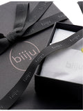 Biiju platinum and black diamond single hoop earring (British brand)