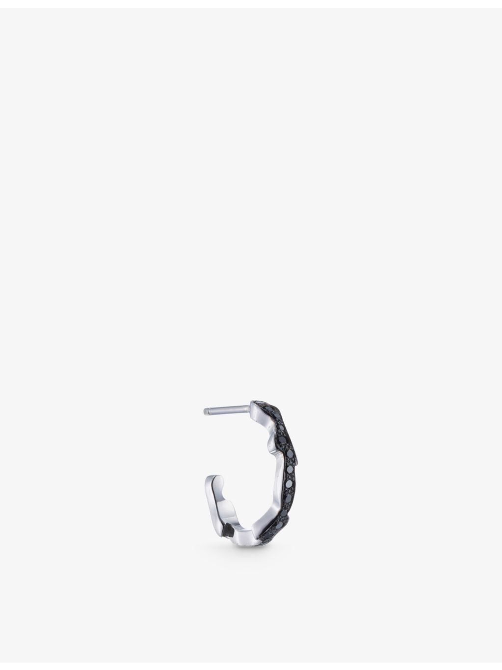 Biiju platinum and black diamond single hoop earring (British brand)