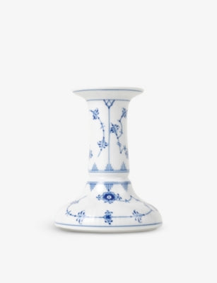 Royal Copenhagen porcelain candle holder Blue Fluted 11.5cm, imported from the UK