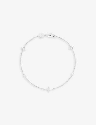 Astrid & Miyu Cosmic Star Charm Rhodium-Plated Sterling-Silver and Cubic Zirconia Bracelet 16.5cm