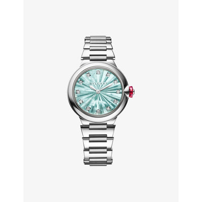 selfridges Bvlgari Lvcea Stainless Steel Diamond and Mother-of-Pearl Automatic Watch, 33mm- Buy online at McGrocer