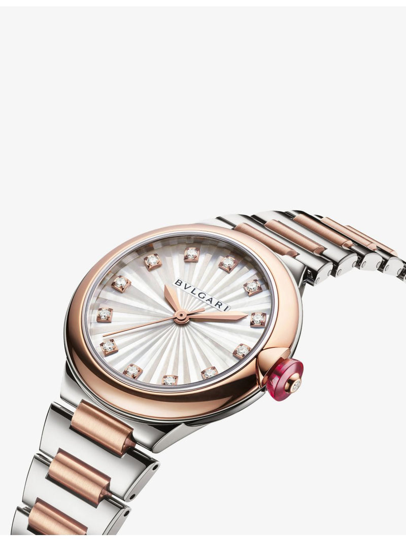 Bvlgari Lvcea rose gold diamond automatic watch 33mm (British brand)