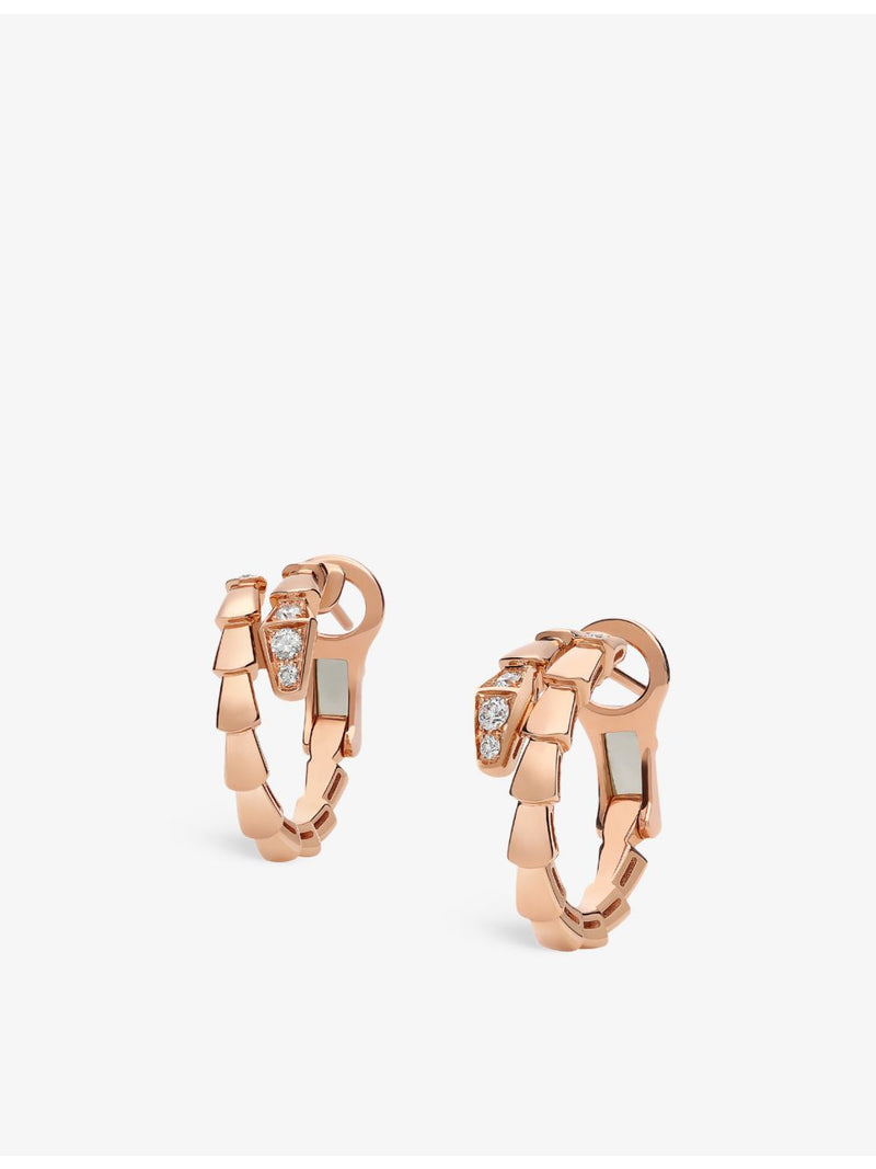 Bvlgari Serpenti Viper hoop earrings 18ct rose gold diamonds - British product