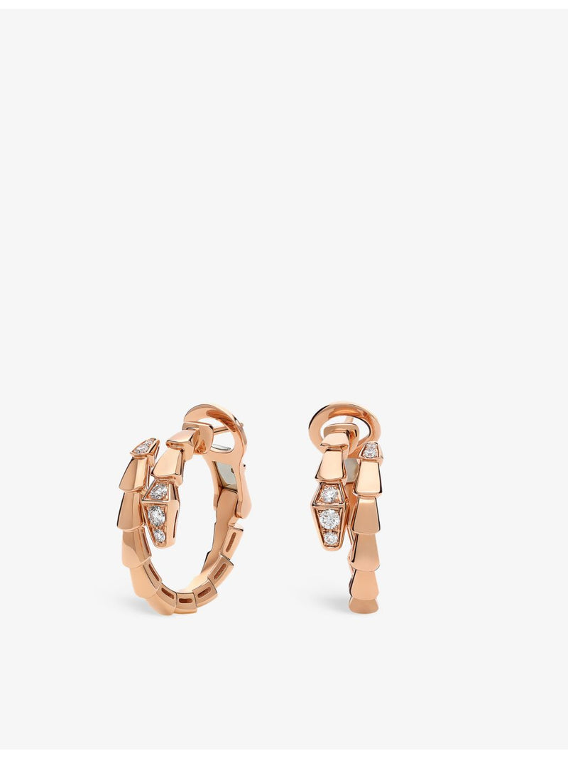 Bvlgari Serpenti Viper hoop earrings 18ct rose gold diamonds - British product