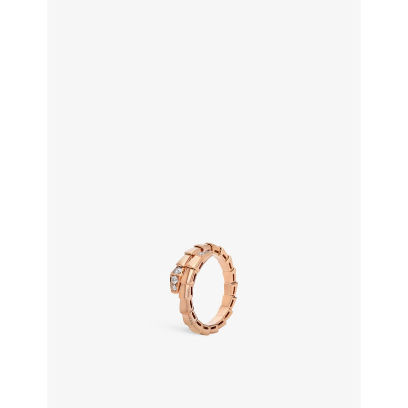 Serpenti Viper 18ct rose-gold and 0.14ct brilliant-cut diamond ring - S