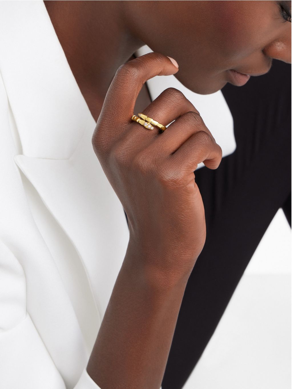 Bvlgari Serpenti Viper 18ct yellow gold diamond ring (British brand)