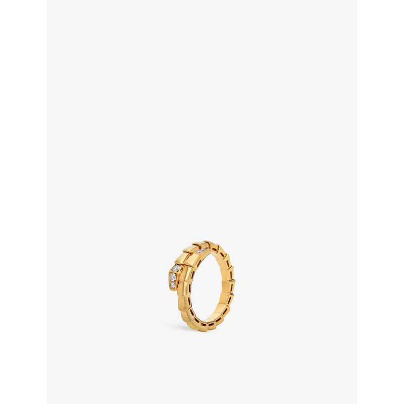 Serpenti Viper 18ct yellow-gold and 0.14ct brilliant-cut diamond ring - S