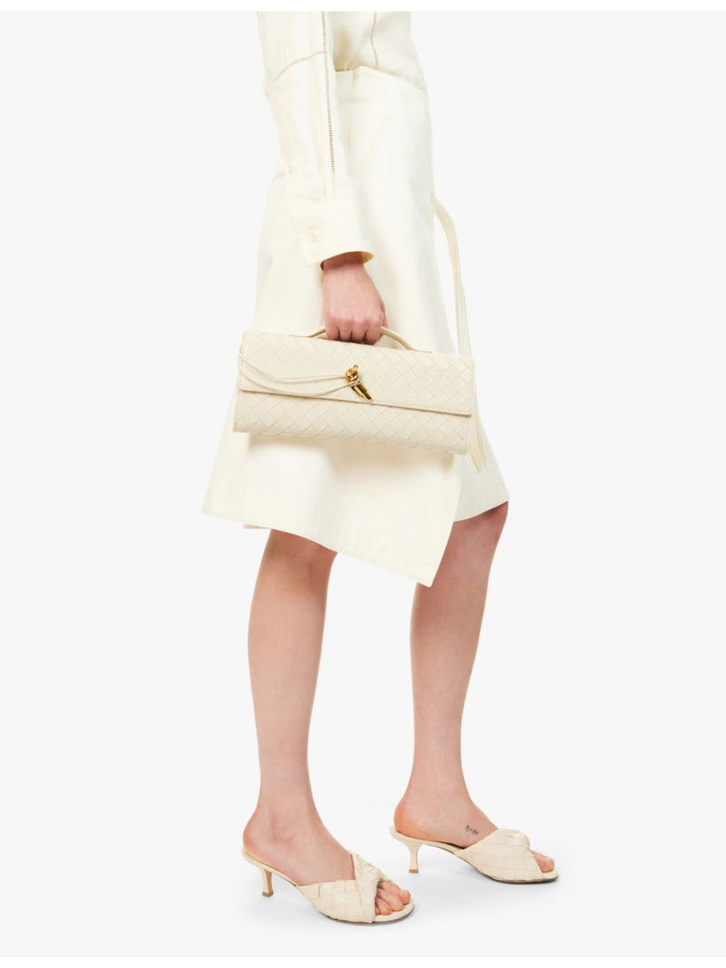 Andiamo leather clutch bag with gold-toned hardware and eight card slots, imported from the UK