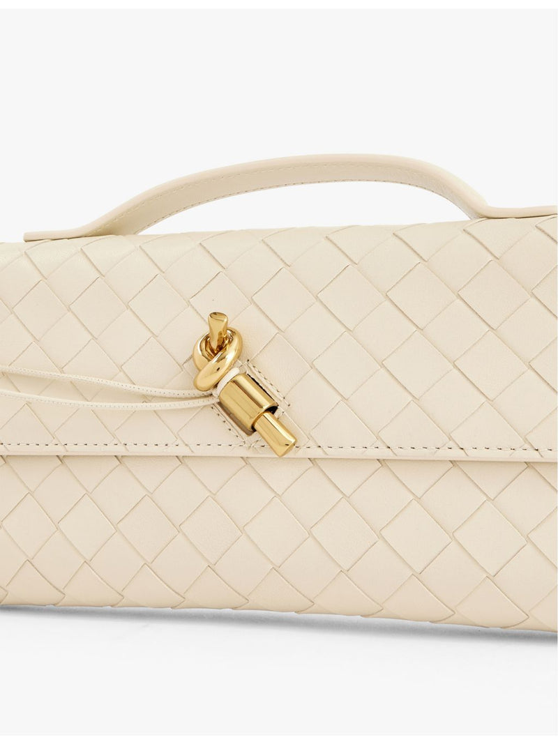 Andiamo leather clutch bag with gold-toned hardware and eight card slots, imported from the UK