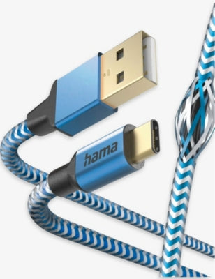 Braided USB-C to USB-A charging cable 1.5m, UK version