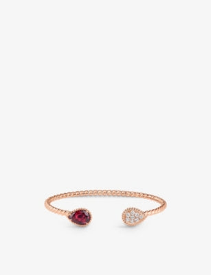 Boucheron Serpent Bohème 18ct Pink Gold 0.32ct Diamond and 2.56ct Rhodolite Bangle Bracelet