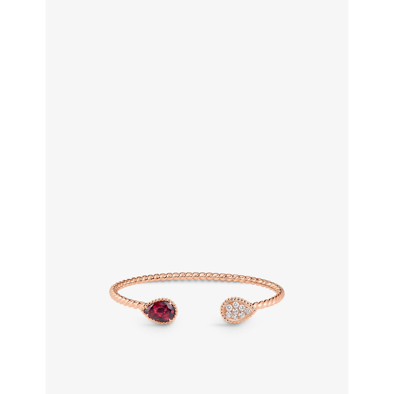 Serpent Bohème 18ct pink-gold, 0.32ct brilliant-cut diamond and 2.56ct rhodolite bangle bracelet - 16cm