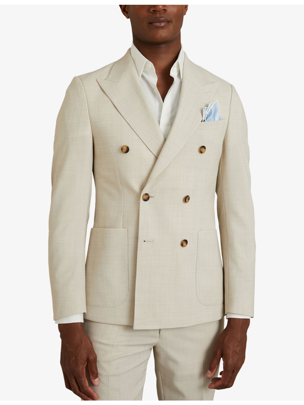 Reiss contrast-piping satin pocket square 32cm (British brand)