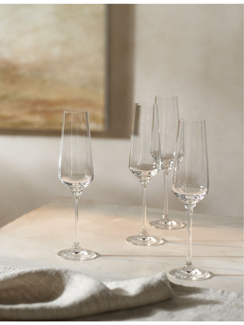 The White Company crystal-glass Champagne flutes set of four - British product