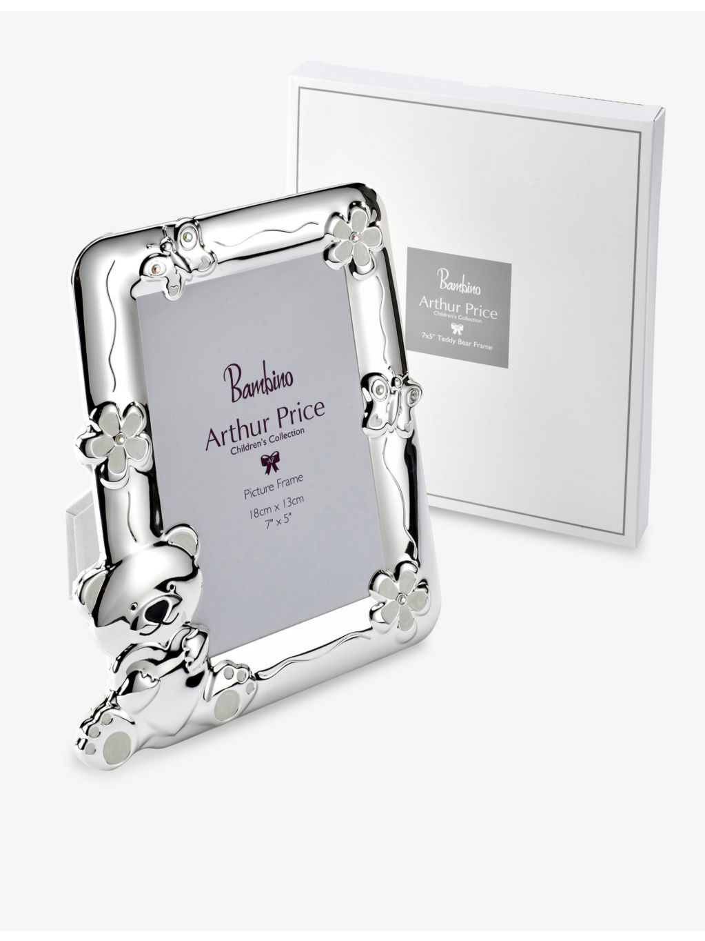 Arthur Price 7x5in silver-plated frame teddy bear butterfly - British product