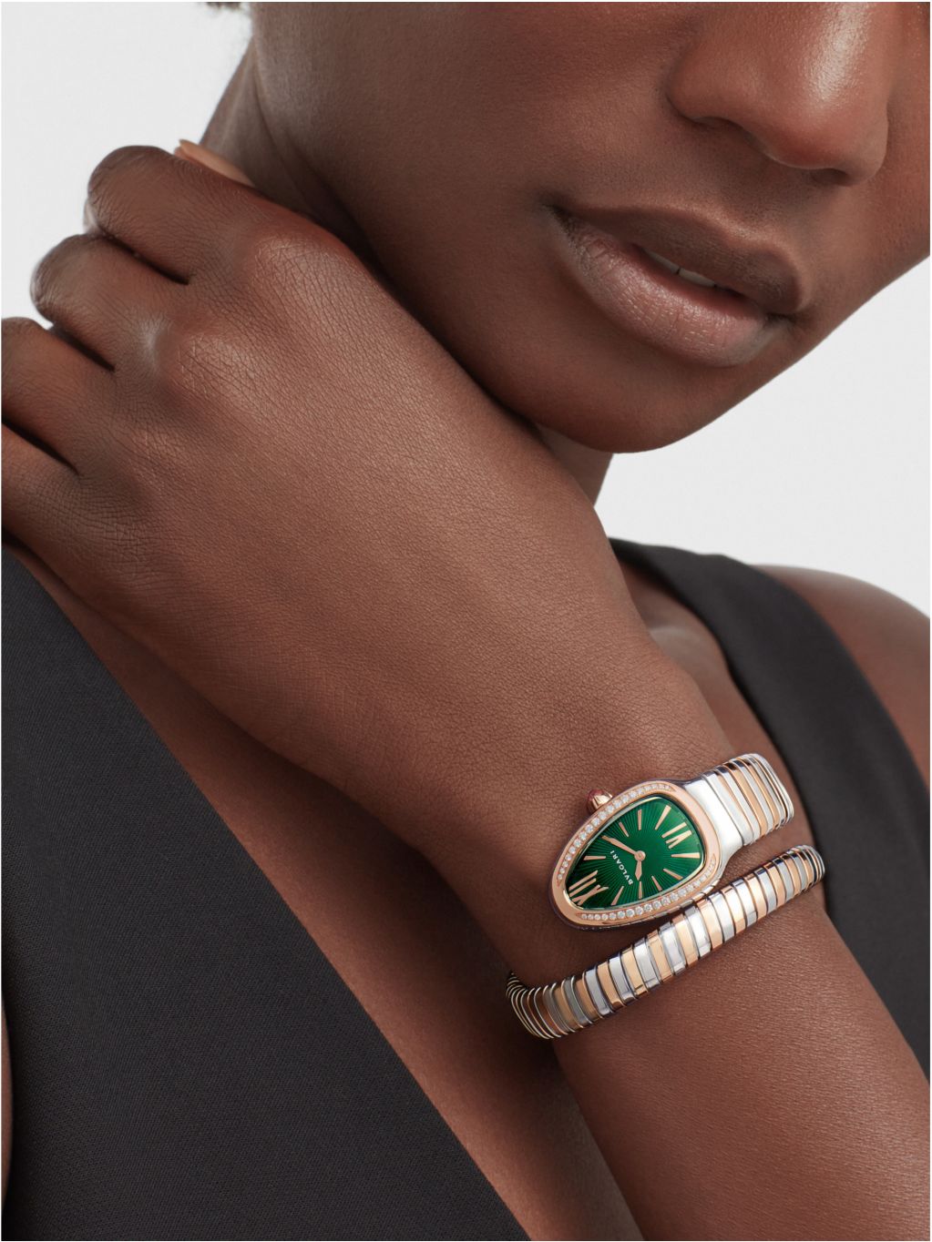 Bvlgari Serpenti Tubogas 18ct rose gold diamond watch 35mm, UK version