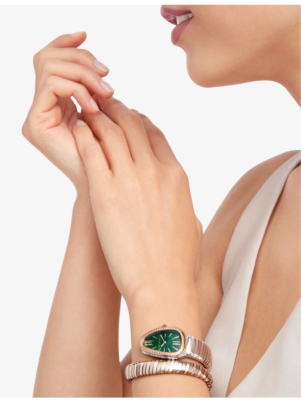 Bvlgari Serpenti Tubogas 18ct rose gold diamond watch 35mm, UK version