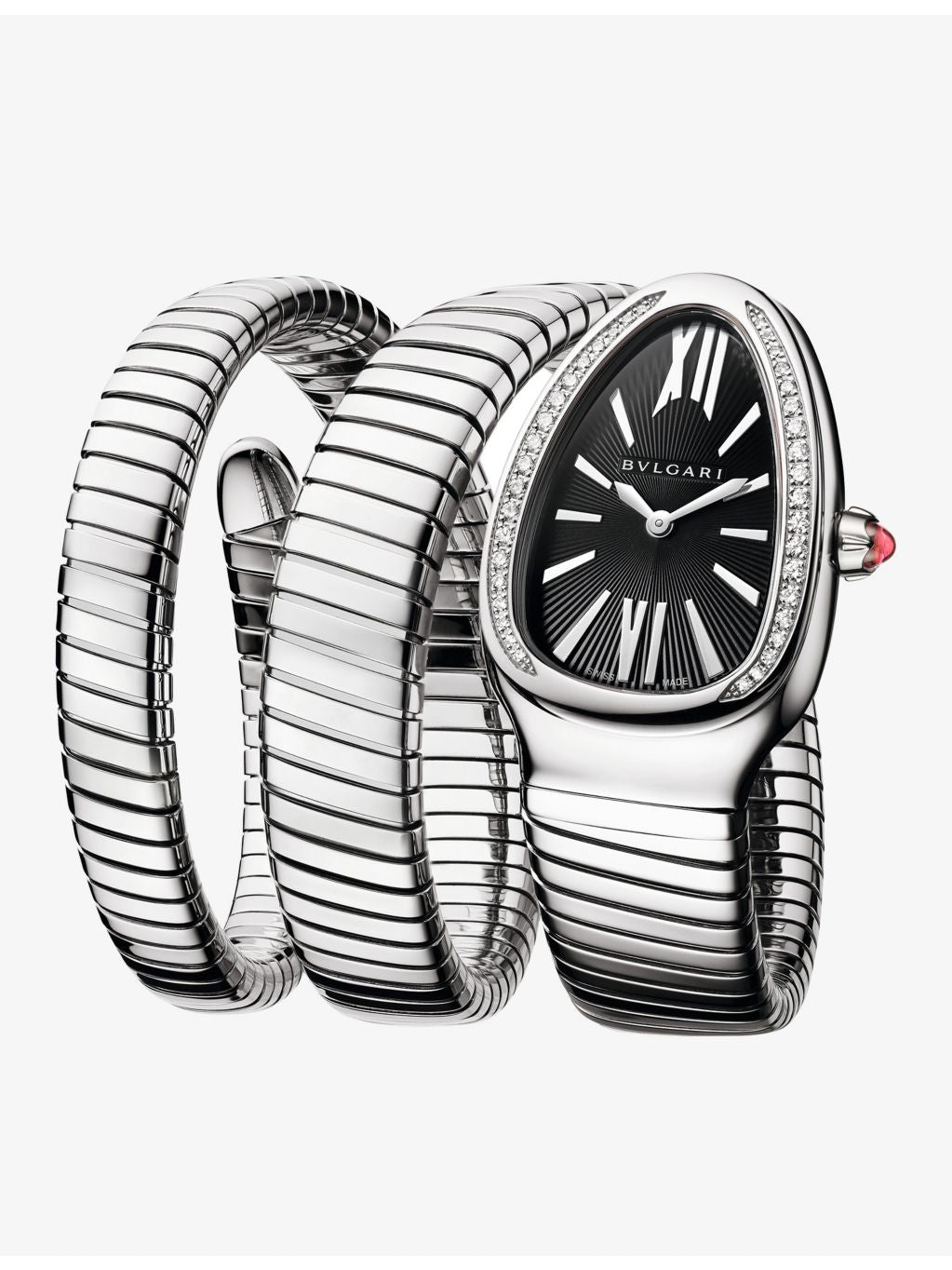 Bvlgari Serpenti Tubogas stainless-steel diamond watch 35mm, UK version