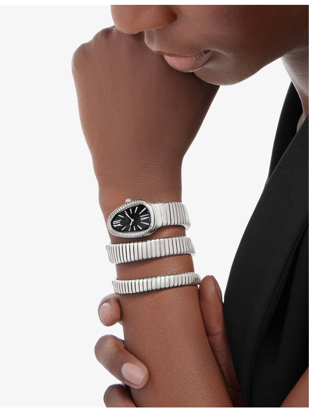 Bvlgari Serpenti Tubogas stainless-steel diamond watch 35mm, UK version