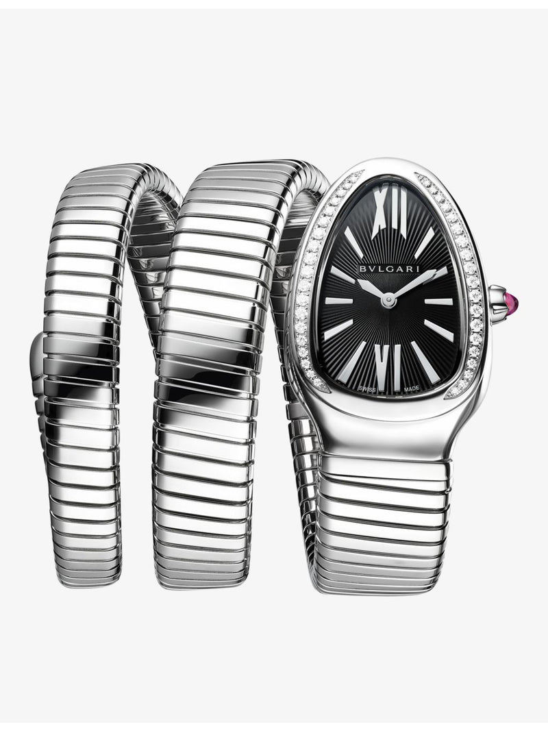 Bvlgari Serpenti Tubogas stainless-steel diamond watch 35mm, UK version