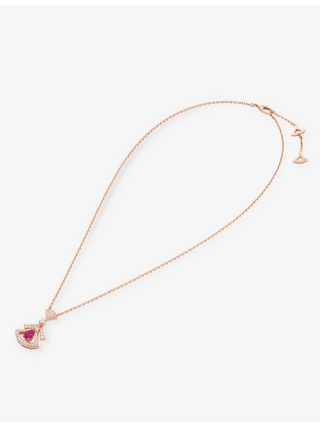Bvlgari Divas' Dream rose gold diamond and rubellite pendant necklace (British brand)