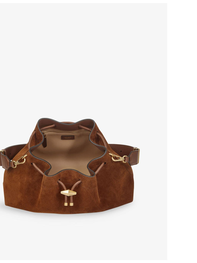 Jimmy Choo Cinch suede shoulder bag with gold hardware (British brand)