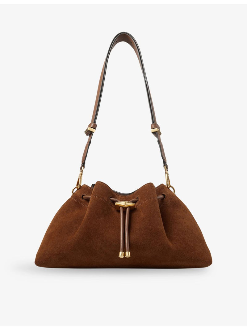 Jimmy Choo Cinch suede shoulder bag with gold hardware (British brand)