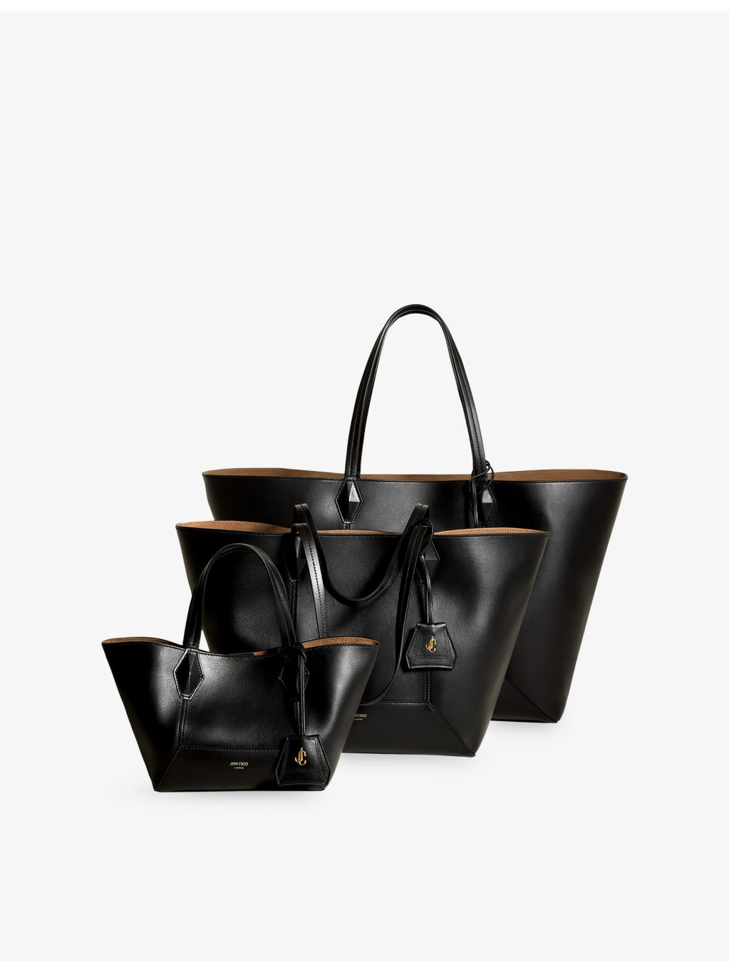 Jimmy Choo diamond logo-embossed leather tote bag small, imported from the UK