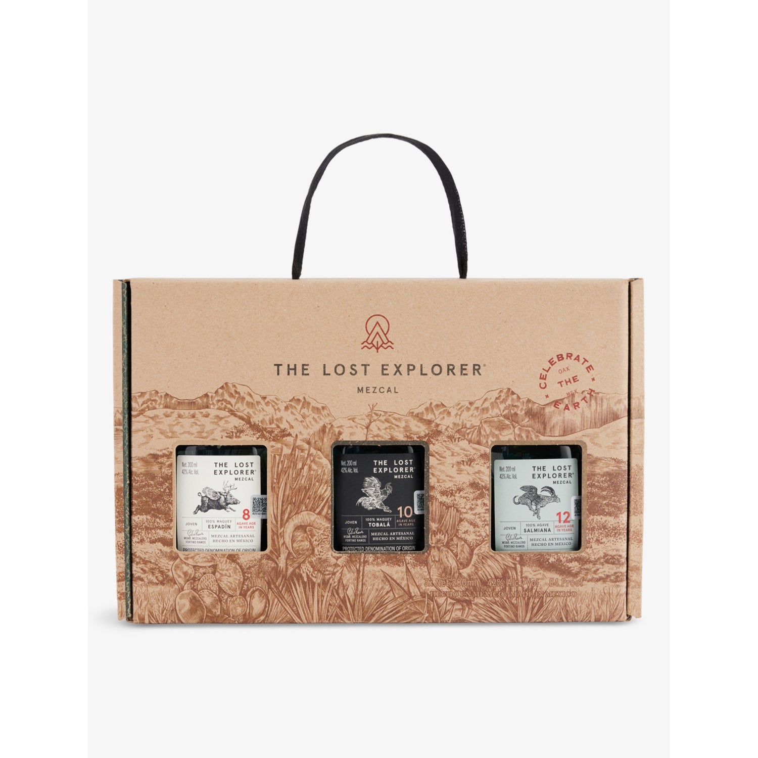 The Lost Explorer mixed mezcal three 200ml bottles, imported from the UK