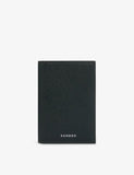 Sandro logo-embossed faux-leather bifold card holder with six slots, UK version