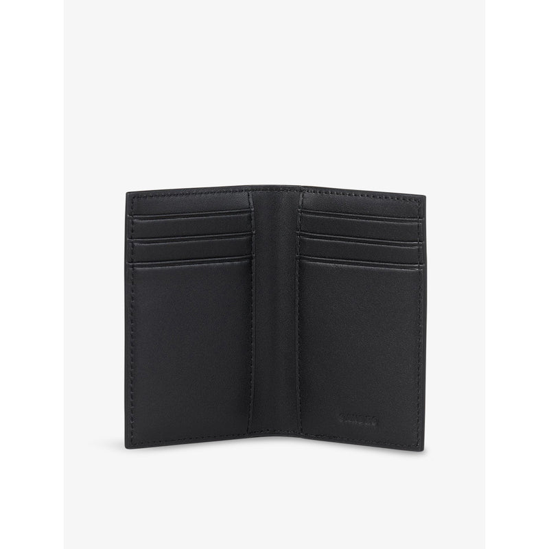 Sandro logo-embossed faux-leather bifold card holder with six slots, UK version