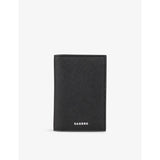 Sandro logo-embossed faux-leather bifold card holder with six slots, UK version