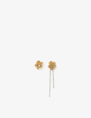 Maje brass drop earrings with glass embellishment, imported from the UK